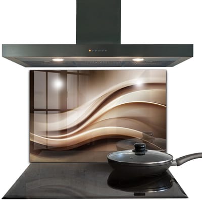 Tulup Achterwand Keuken - Energiegolfabstractie Spatscherm Keuken Glas - 80 x 60 cm - Bruin Glazen Achterwand Keuken - Streetart Moderne Keuken Achterwand - Kookplaatachterwanden - Kookplaat achterwand