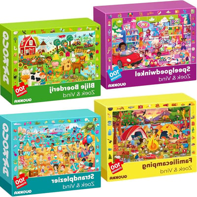 Kinder Puzzels - Zoek en Vind Puzzels - Educatief Spelen - Unieke Puzzelvormen - 48 x 34 cm - Kleurrijk