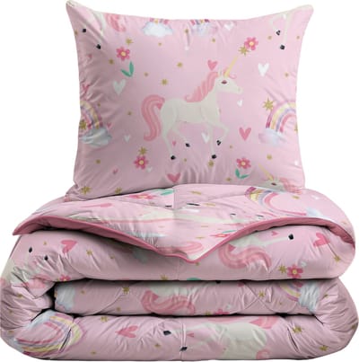 Zelesta Comfort Kids Rainbow Unicorn 140x200 - Kinderdekbedovertrek - 30 dagen proefslapen - Wasbaar hoesloos kinderdekbed - Bedrukt kinderdekbed - All Year Winterdekbed & Zomerdekbed