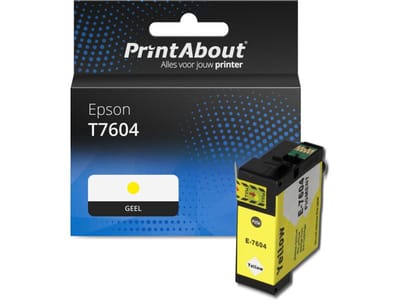 PrintAbout huismerk Inktcartridge T7604 Geel Geschikt voor Epson