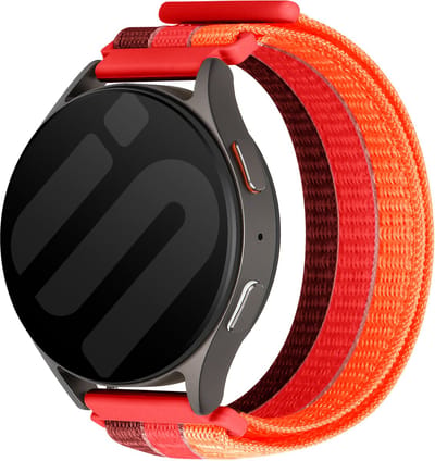 Strap-it Triple Nylon bandje geschikt voor Huawei Watch GT 6 - 41mm / GT 5 Pro - 41mm / GT 5 - 42mm / GT 4 - 41mm / Fossil Gen 6, 5e - 42mm / Charter HR / Q Venture Gen 4-3 / Xiaomi Watch S4 - 41mm / Withings ScanWatch 2, 1 & Light - Rood Mix