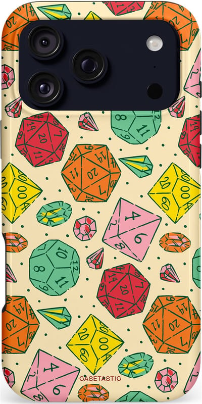 Casetastic hoesje geschikt voor Apple iPhone 17 Pro Max - MagSafe - Dubbellaagse bescherming - D20 Geluksrol - Fashion Case - Zand Saliegroen Terracotta Turquoise