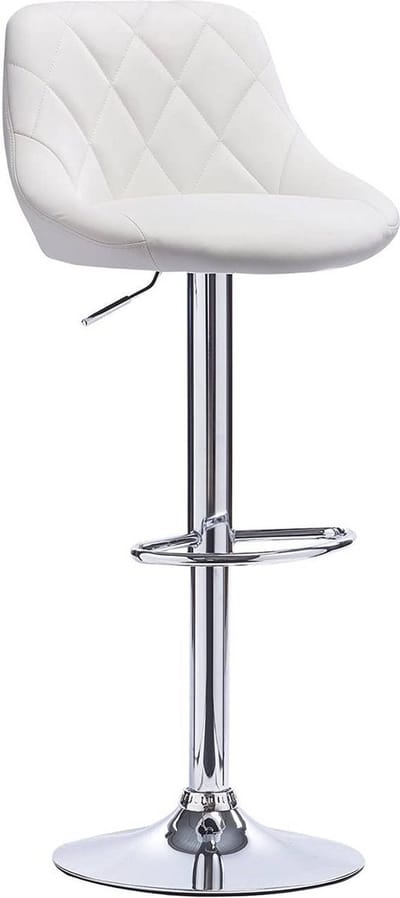 Designer Barkruk Lica - Met rugleuning - Stevig - Ergonomische barstoel - Zithoogte 60 - 82cm - Wit - Set van 1 - Keuken en bar - In hoogte verstelbaar