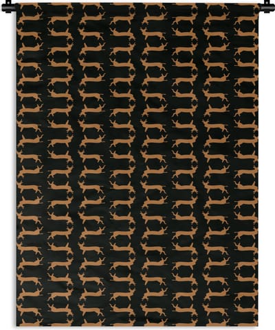 Wandkleed - Wanddoek - Patroon - Hert - Zwart - Bruin - 150x200 cm - Wandtapijt
