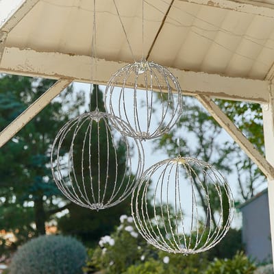LOBERON Ledlichtbol set van 3 Brilliante zilverkleurig