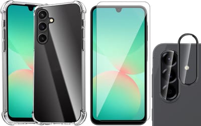 Hoesje geschikt voor Samsung Galaxy A17 5G / A26 - Screenprotector Glas & Camera Protector - Shockproof Transparant