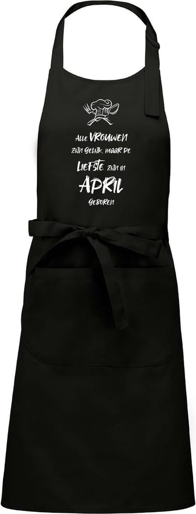 Mijncadeautje - Luxe schort - zwart - Alle vrouwen zijn gelijk - april