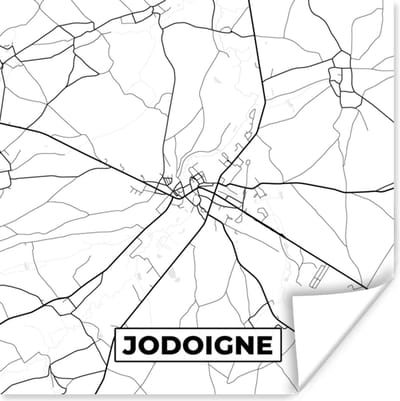 Poster Jodogne - België - Stadskaart - Plattegrond - Kaart - Zwart wit - 100x100 cm XXL