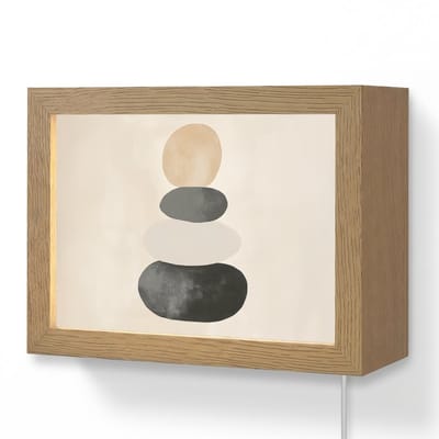 Wandlamp 20x15 cm - Oplaadbaar - Japandi - Wabi sabi - Beige - Wandlampen binnen woonkamer - Slaapkamer lamp met kabel - Decoratieve nachtlamp - Vloerlamp snoer