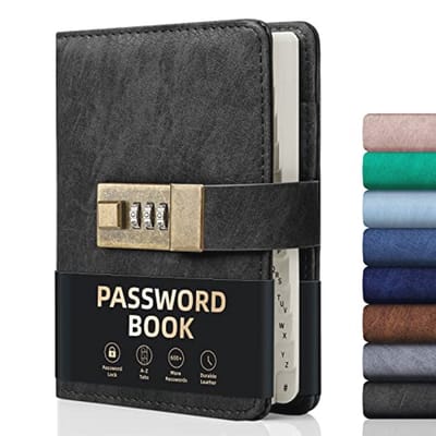 Wachtwoordboek met Slot - 600+ Wachtwoordruimtes en Alfabetische Tabbladen