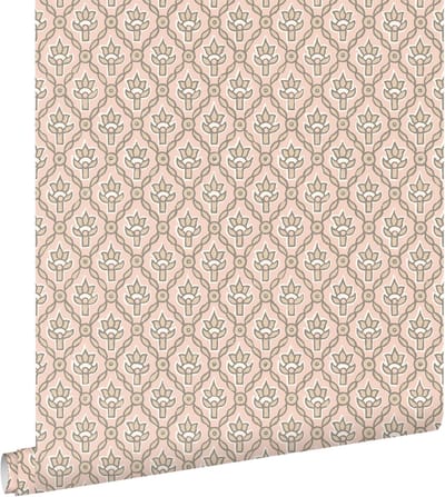 ESTAhome behang vintage bloemen licht roze en beige - 50 x 900 cm - 132013
