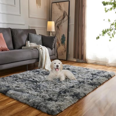 Unyqoos® Zacht Hoogpolig Tapijt met Antislip Onderkant voor Diverse Kamers, Wasbaar, Donkergrijs, 80 x 120 cm
