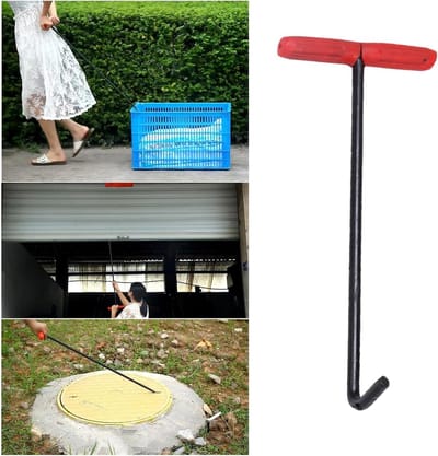 Putdekselhaak - Riooldeksel lifter - Zware deksels lichten - Ergonomisch T-handvat - 65 cm - Zwart