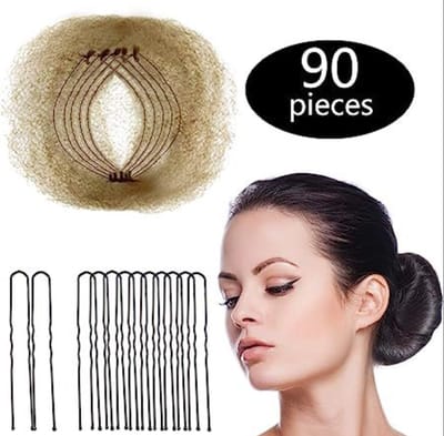Haaraccessoires set - Haarklemmen - Haarelastiekjes / Scrunchie -Bruin 50 stuks + 40 U-haarklemmen -Geschikt voor kort en fijn haar.