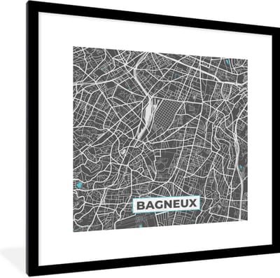 Fotolijst incl. Poster - Bagneux - Frankrijk - Plattegrond - Stadskaart - Kaart - 40x40 cm - Posterlijst