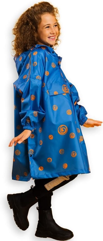 Famanu – Regenponcho voor kinderen, gerecycled polyester, waterdicht, lichtgewicht, ademend, capuchon, school, wandelen, outdoor