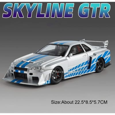 1:24 Skyline Gtr R34 Supercar Model Speelgoed Legering Diecast Schokabsorptie Deuren Geopend Terugtrekken Simulatie Sportwagens Voor Vrienden