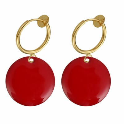 Klem oorbellen -Emaille -rood -goudkleurig-geen gaatje-Charme Bijoux