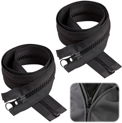 Set van 2 deelbare ritssluiting, 80 cm, vervangende ritssluitingen voor jassen, kussens, tenten en tassen, hoogwaardige ritssluiting voor ritssluiting, zwart
