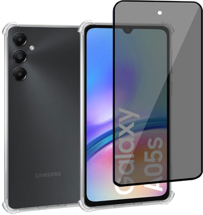 Geschikt voor Samsung Galaxy A05s - Hoesje + Privacy Screenprotector – Privé - Gehard Glas Cover
