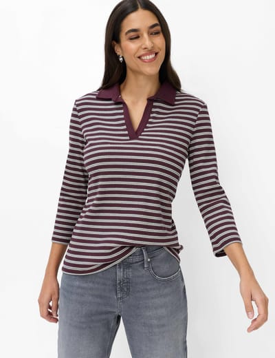 Brax Dames Poloshirt  Style CLEO M blackberry violet, donkerpaars, maat 38