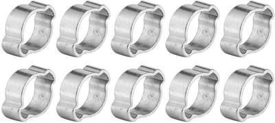 Dailygoods- Slangklemmen Set van 10 - Roestvrij Staal - Verzinkt - Twee-Oor - 5-23mm - Geschikt voor Brandstofslangen - Slangklem