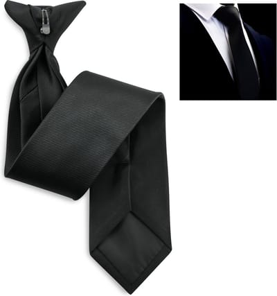 Sorprese Clip Stropdas - Zwart - Veiligheidsstropdas - Effen - 6 cm - Stropdassen Heren - Cadeau