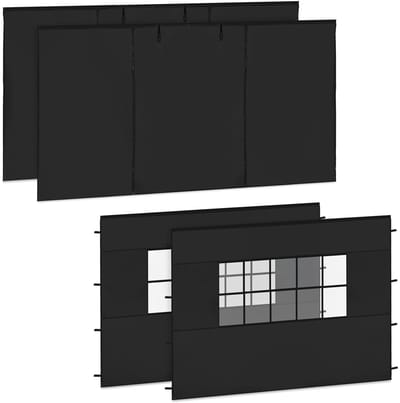 VONROC Zijwanden Set - 3x4.5M - Voor Premium Partytent PT502XX - Waterdicht - 50+ UV Be-scherming - Zwart