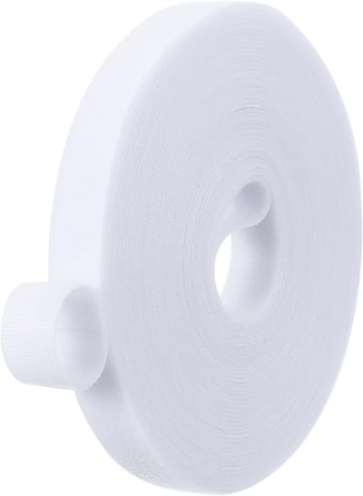 0.6" x 33 FT Double Sided Nylon Strips - Reusable Cable Ties Roll - Multifunctional Cord Management Tape Wrap Closure voor Thuis en Kantoor - Wit