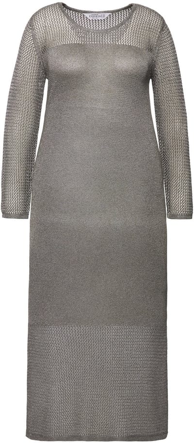 Studio Untold - Dames - Gebreide maxi-jurk mouwloos - Zilver - Maat 42+