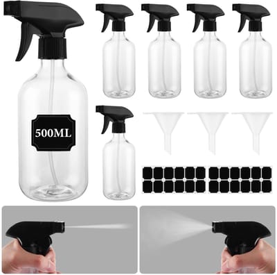 Dailygoods- Spuitfles 500 ml - 6-delige Set - Waterspuitfles - Verstuiver - Knijpfles - Kunststof - Verstelbaar mondstuk - Spray Bottle