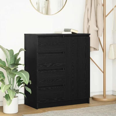 vidaXL - Dressoir - met - lades - 71x35x84 - cm - spaanplaat - zwart - eikenkleurig