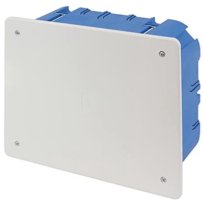 Inbouw-aansluitdoos met deksel - elektrische box voor wandmontage - rechthoekige aansluitkast met schroeven voor bevestiging - Made in Italy