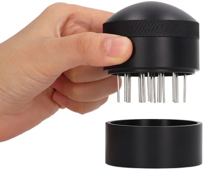 Dailygoods- Koffie Distributeur Roestvrij Staal - Koffie Tamper 51 mm - Verstelbare Diepte - Duurzaam - Perfect voor Thuis/Kantoor - Inclusief Basis