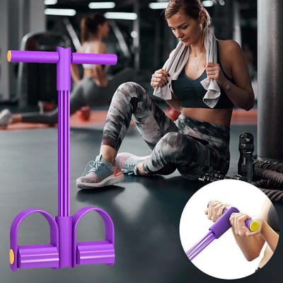 Fitness Touw - Pedaal Trainer - Lichaam Vormgeven - Zes Weerstandsbuizen - 45x25 cm - Paars