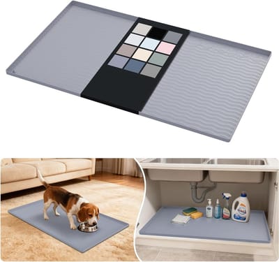 Waterproof Silicone Undersink Mat 37" x 22" - Keuken en Badkamer, Kastbescherming, Opberghulp voor Huisdieren en Organisatie