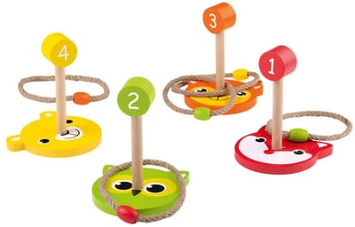 Playtive Houten Ringwerp spel - 12-delig - Dieren figuren - Vanaf 4 jaar