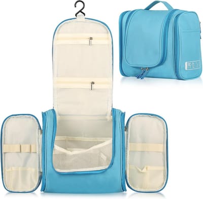 Toilettas met Haak - Toilettas Ophangbaar - Met handvat - Make-Up Tasje - Waterdicht - 24x20x10cm - toilettas voor op reis - Toilettas Heren en dames - Grote Make Up Koffer - Toilettas voor op reis - Ideaal voor op reis - Cadeau - 1 blauw