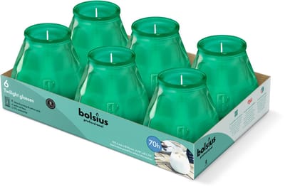 Bolsius - Twilight - Kaars in glas - Patio - Groen - Tray 6 - 70 branduren