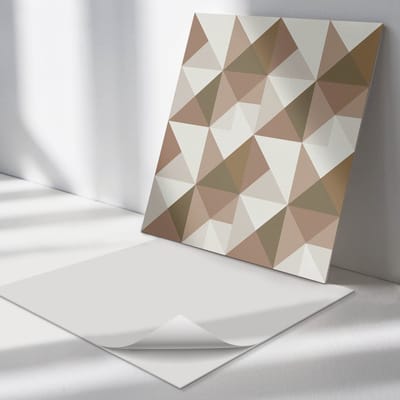 Wallfluent Vinyl Tegels - Geometrie in Driehoeken Vloer Tegels PVC - 30 cm x 30 cm - Bruin PVC Tegels - Set van 9 - Vierkant PVC Tegels - Texturen Plaktegels - Zelfklevende PVC Tegels - Plaktegels Keuken en Badkamer