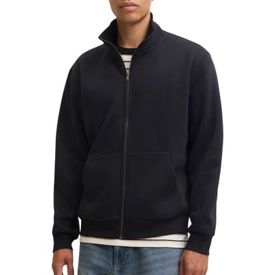JACK & JONES Bradley sweat ziphigh neck regular fit - heren sweatvest katoenmengsel met opstaande boord met rits - zwart (black)