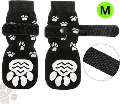 Livano Hondenschoenen Pootbeschermer - Hondenschoenen - 4 Stuks - Hondenschoentjes - Pootbescherming Hond - Waterbestendig - Zwart M
