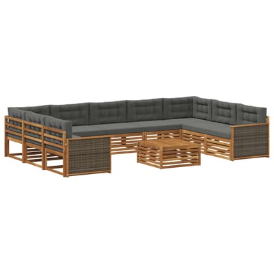 vidaXL - Buiten - bank - set - 10 - st - Natuurlijk - en - Antraciet