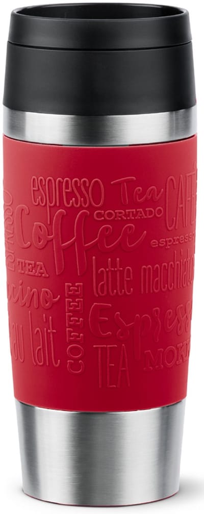 EMSA Travel Mug Classic N2020400 reisdrinkbeker 360 ml Zwart, Rood, Roestvrijstaal Roestvrijstaal