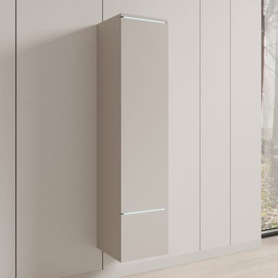 Meubella - Verity - Vitrinekast met LED - Beige - 30x33x130 cm