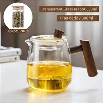 Verwarmde Theepot Anti-Broei Massief Houten Handvat Filter Potten Verdikt Hoog Borosilicaat Glas Thee Water Scheiding Theepot gray