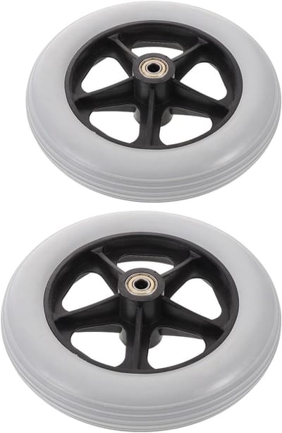 Rolstoel Voorwielen - Vervangende Wielen - Verbeterde Mobiliteit - Duurzaam PU Materiaal - 19 x 19 x 3 cm - Grijs