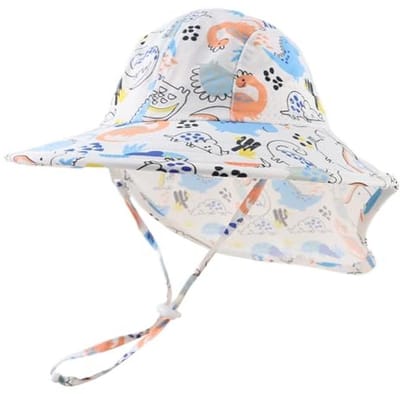 Baby zonnehoed met UV-bescherming voor meisjes en jongens - Zomermuts met nekbescherming en sneldrogend materiaal - 52/56 cm