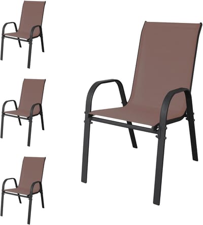 Stapelstoelen Tuin - Terrasmeubels Balkon - Buiten Zitten - Ruimtebesparend Stapelbaar - 4 Stuks - Antraciet Grijs