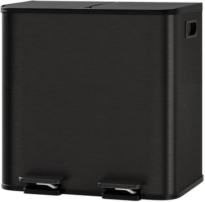 Golaro Prullenbak - Vuilnisbak Soft Close - Pedaalemmer - Afvalbak - Afvalscheidingsprullenbak Zwart 2x30L - 67 x 48 x 38 cm